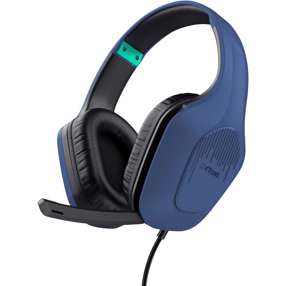 Trust GXT 415B Zirox Cuffie Gaming Cablate Over-Ear con Driver da 50mm e Microfono Ribaltabile Jack 3.5mm - Blu