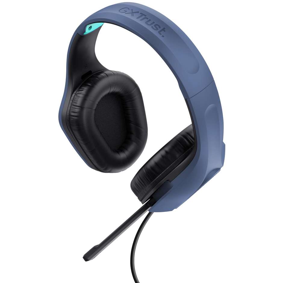 Trust GXT 415B Zirox Cuffie Gaming Cablate Over-Ear con Driver da 50mm e Microfono Ribaltabile Jack 3.5mm - Blu