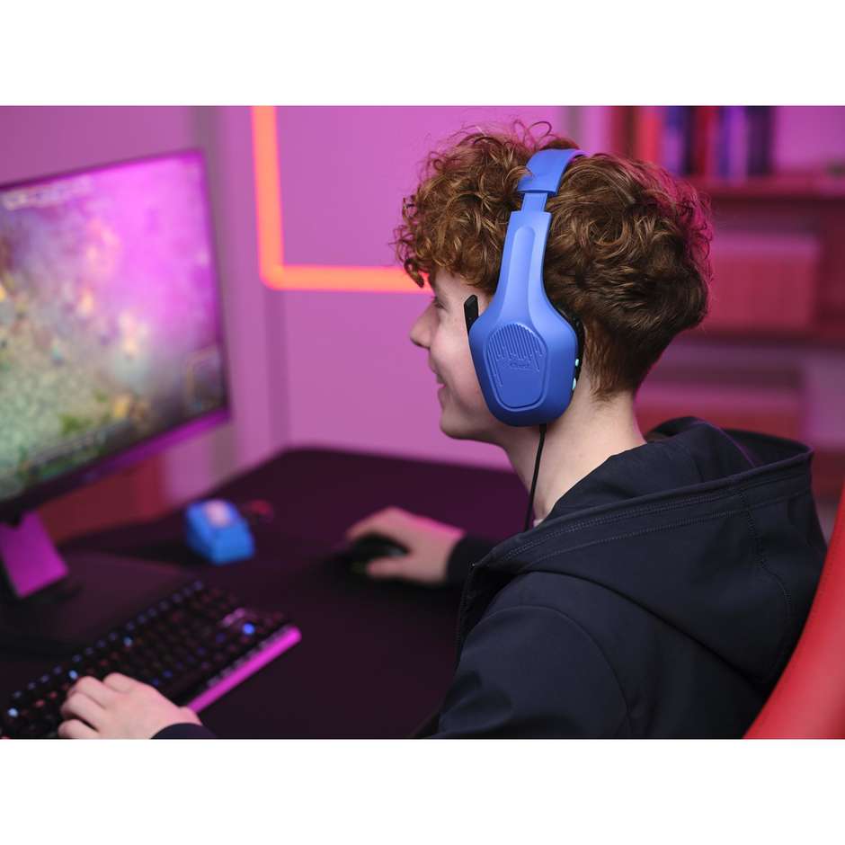 Trust GXT 415B Zirox Cuffie Gaming Cablate Over-Ear con Driver da 50mm e Microfono Ribaltabile Jack 3.5mm - Blu