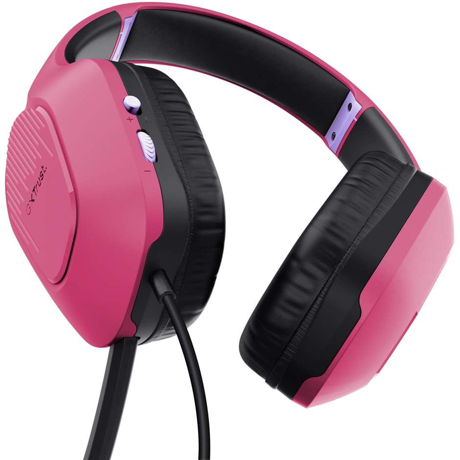 Trust GXT 415P Zirox (24992) Cuffie Gaming Cablate Over-Ear Driver 50 mm Ultraleggere 244g Rosa