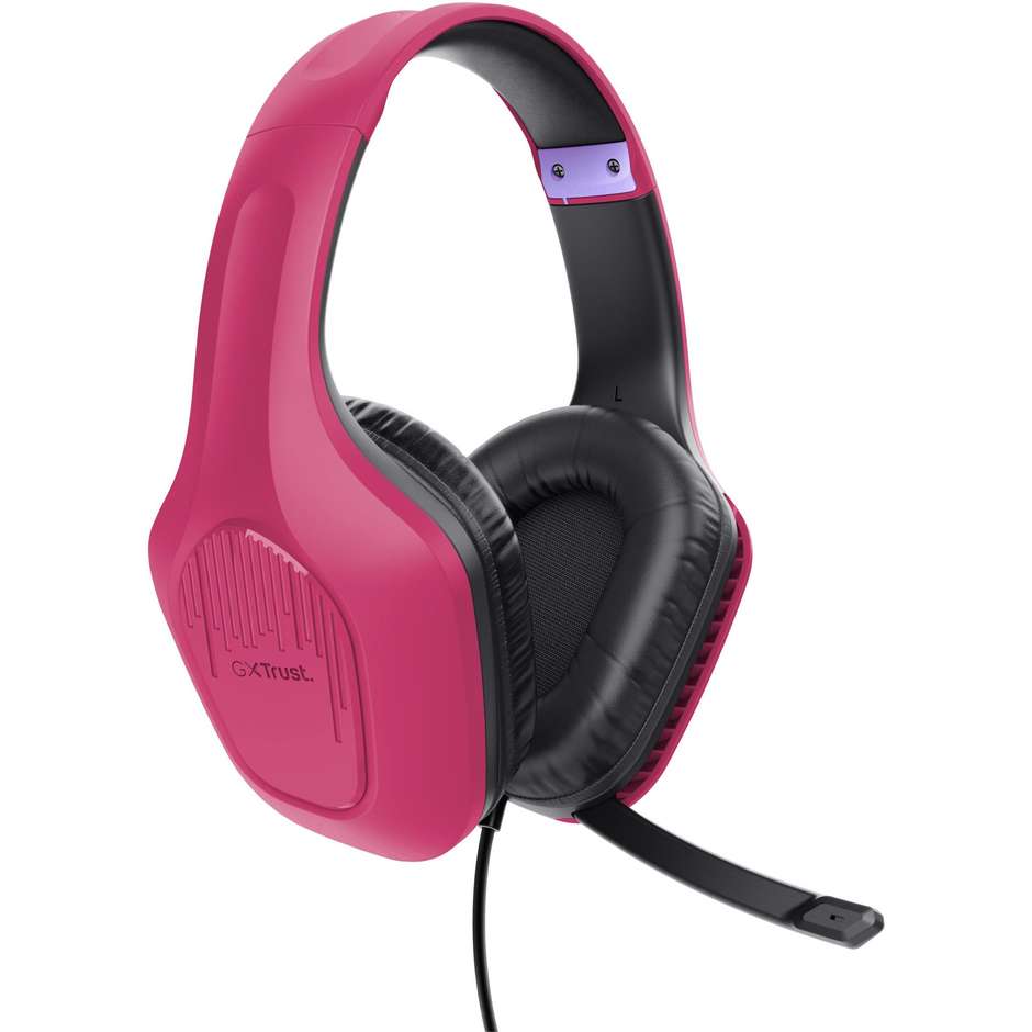 Trust GXT 415P Zirox Cuffie Gaming Cablate Over-Ear con Driver da 50mm e Microfono Ribaltabile Jack 3.5mm - Rosa