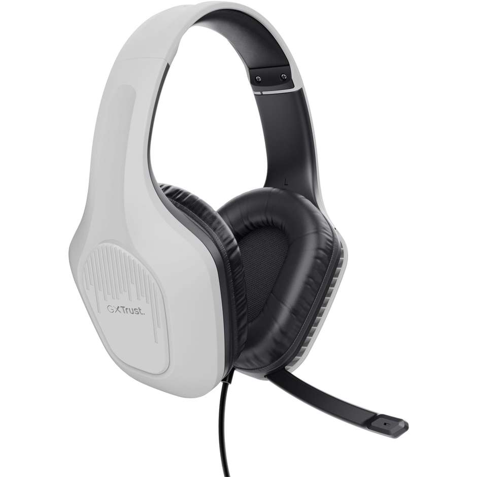 Trust GXT 415W Zirox Cuffie Gaming Cablate Over-Ear con Driver da 50mm e Microfono Ribaltabile Jack 3.5mm - Bianco