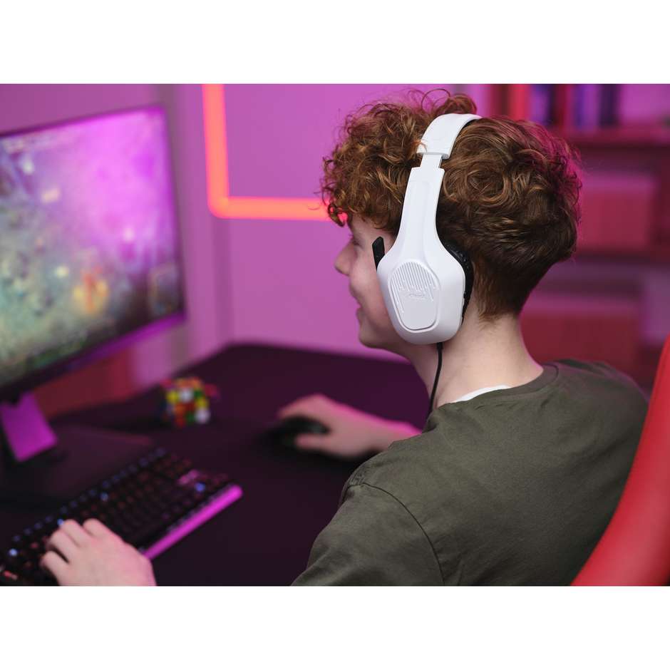 Trust GXT 415W Zirox Cuffie Gaming Cablate Over-Ear con Driver da 50mm e Microfono Ribaltabile Jack 3.5mm - Bianco