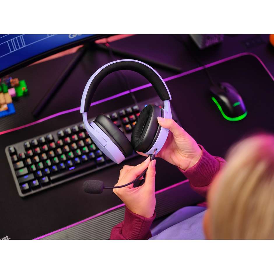 Trust GXT 489P FAYZO Cuffie Cablato A Padiglione Gaming Colore Nero, Viola