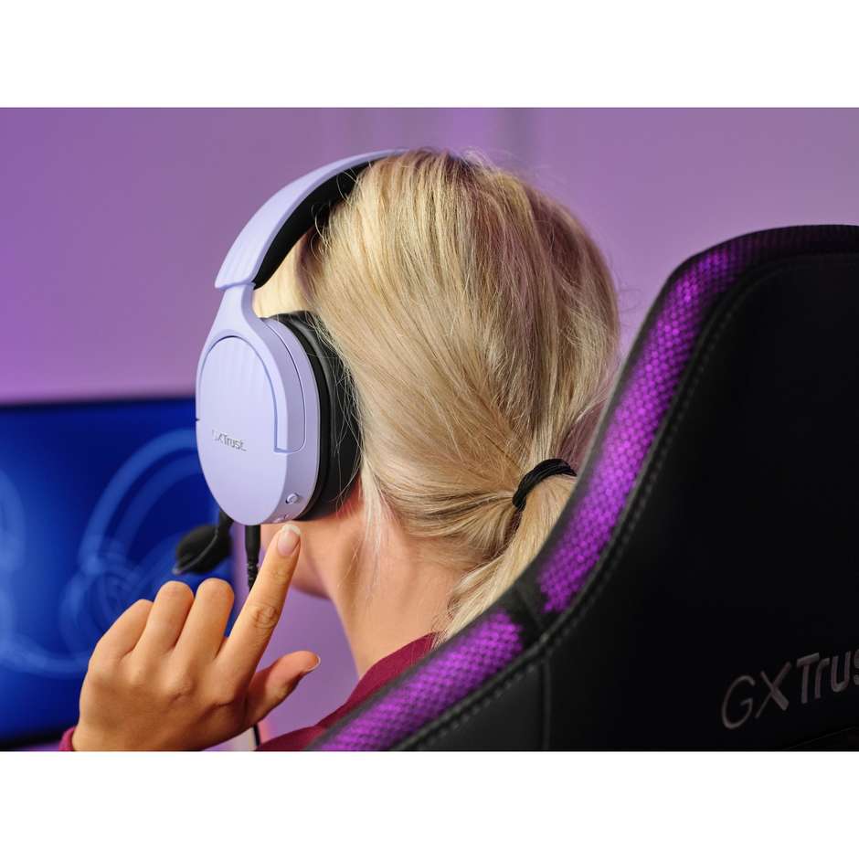 Trust GXT 489P FAYZO Cuffie Cablato A Padiglione Gaming Colore Nero, Viola