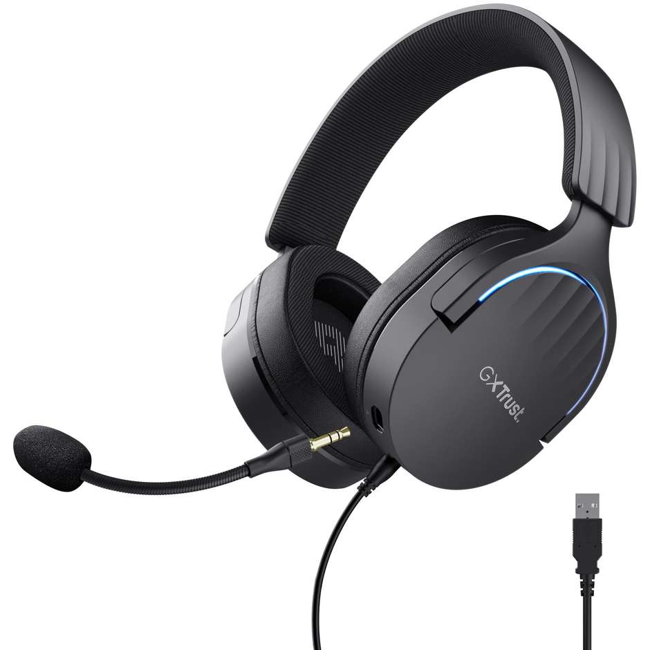 Trust GXT 490 Fayzo Cuffie gaming USB-A surround virtuale 7.1 50 mm RGB nere