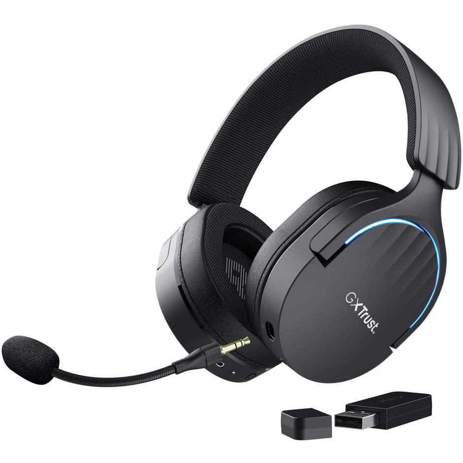 Trust GXT 491 Fayzo Cuffie Gaming Wireless Dual Mode 2.4GHz e Bluetooth con Driver 50mm Surround 7.1 e Illuminazione RGB - Nero