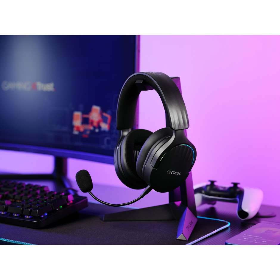 Trust GXT 491 Fayzo Cuffie Gaming Wireless Dual Mode 2.4GHz e Bluetooth con Driver 50mm Surround 7.1 e Illuminazione RGB - Nero
