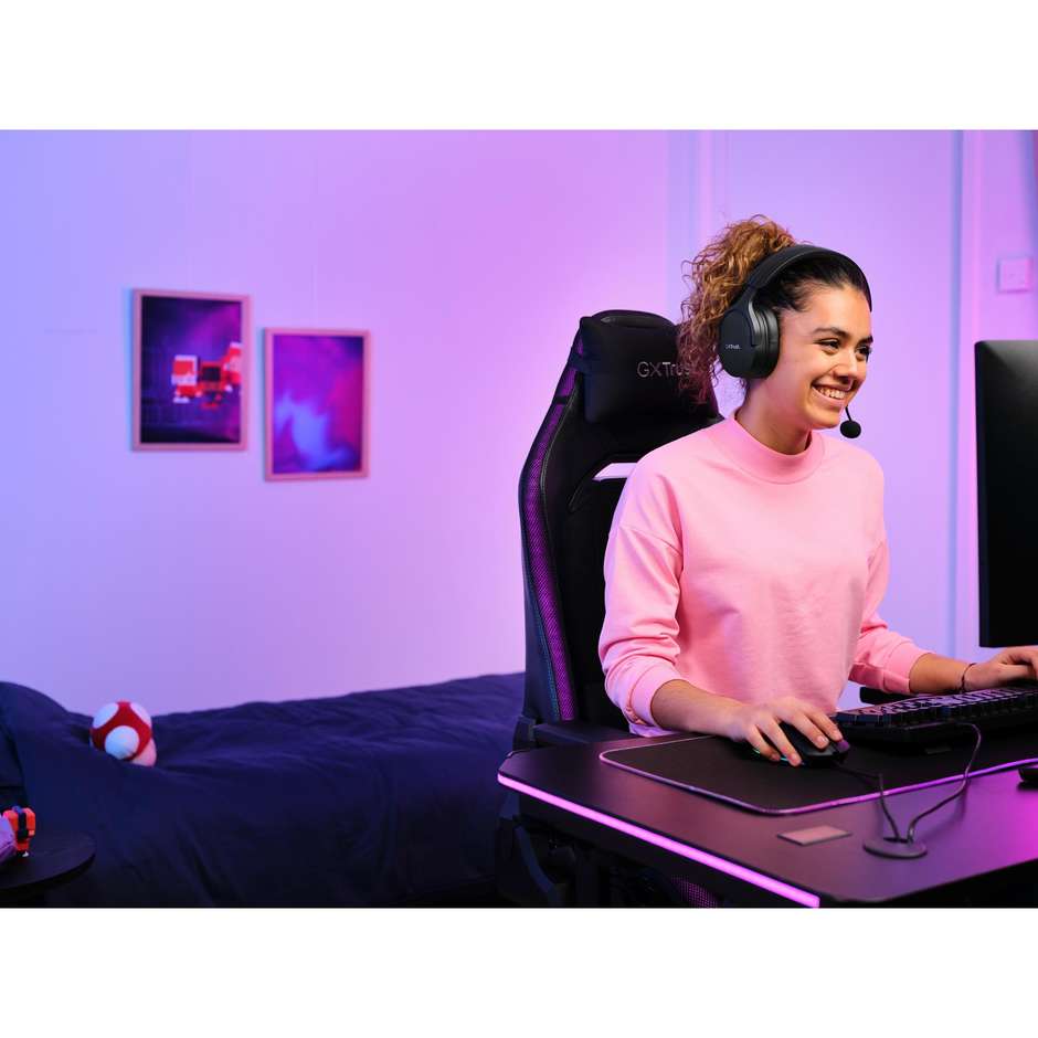 Trust GXT 491 Fayzo Cuffie Gaming Wireless Dual Mode 2.4GHz e Bluetooth con Driver 50mm Surround 7.1 e Illuminazione RGB - Nero