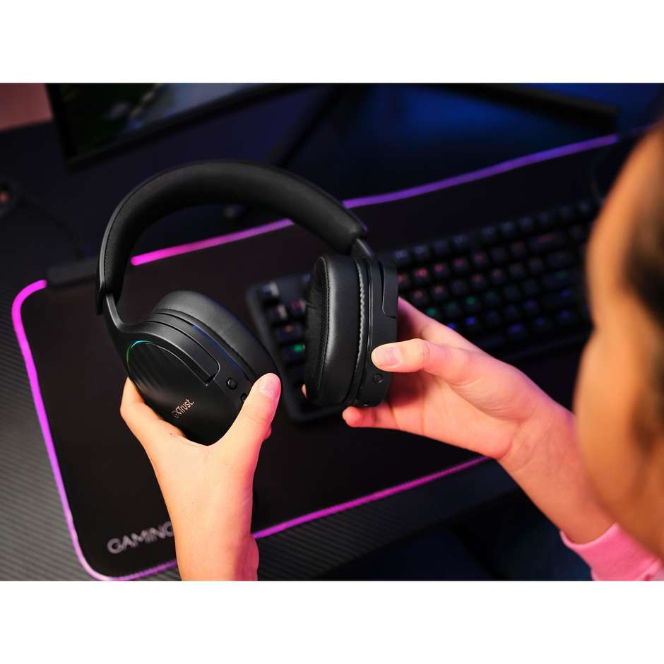Trust GXT 491 FAYZO Wireless (24901) Cuffie Gaming Wireless 7.1 Bluetooth RGB 50mm Nero