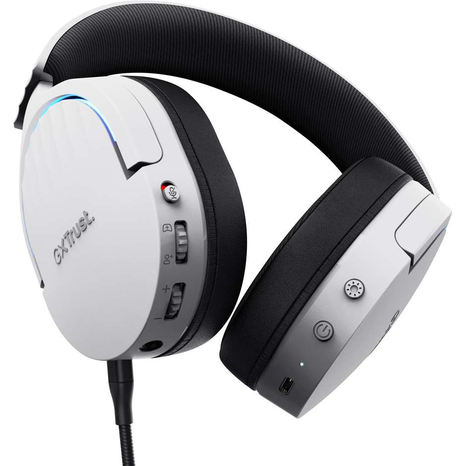 Trust GXT 491W FAYZO Wireless (25304) Cuffie Gaming Wireless 7.1 Bluetooth RGB 50mm Bianco