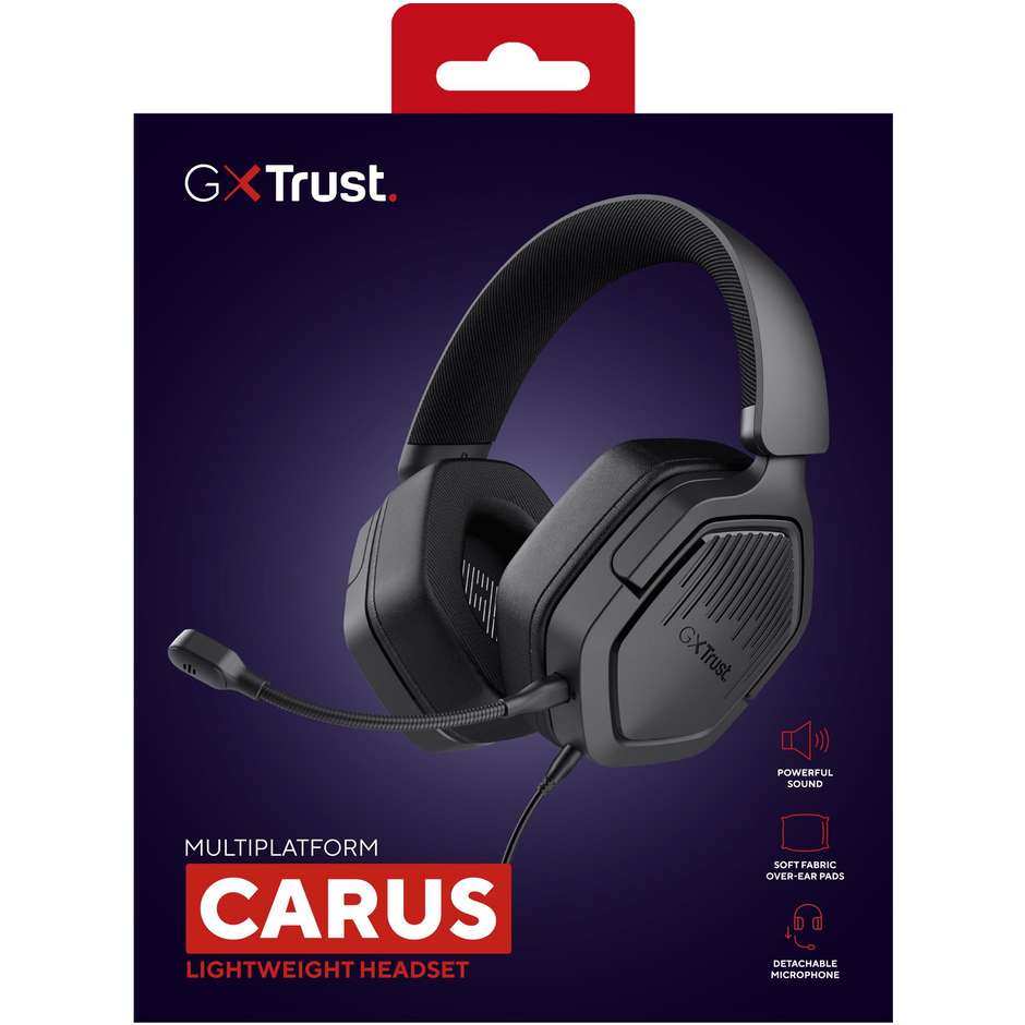 Trust GXT 492 Carus (25447) Cuffie Gaming Cablate Over-Ear Driver 50 mm Nero