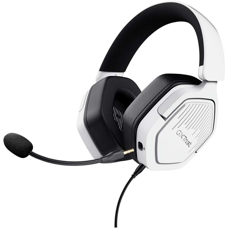 Trust GXT 492W Carus Cuffie Gaming Cablate Over-Ear con Driver da 50mm Microfono Flessibile Jack 3.5mm - Bianco