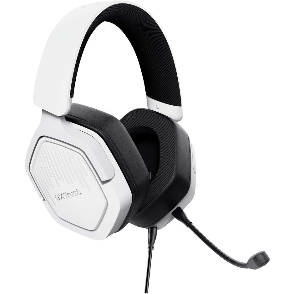 Trust GXT 492W Carus Cuffie Gaming Cablate Over-Ear con Driver da 50mm Microfono Flessibile Jack 3.5mm - Bianco