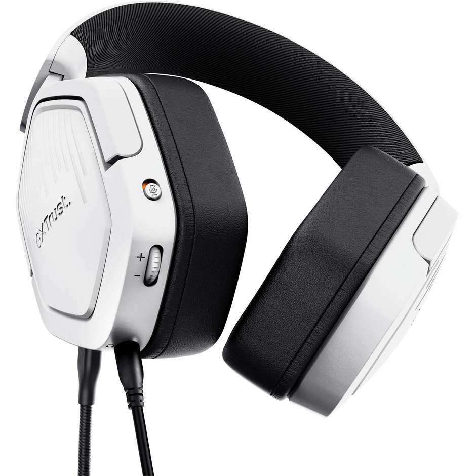 Trust GXT 492W Carus Cuffie Gaming Cablate Over-Ear con Driver da 50mm Microfono Flessibile Jack 3.5mm - Bianco