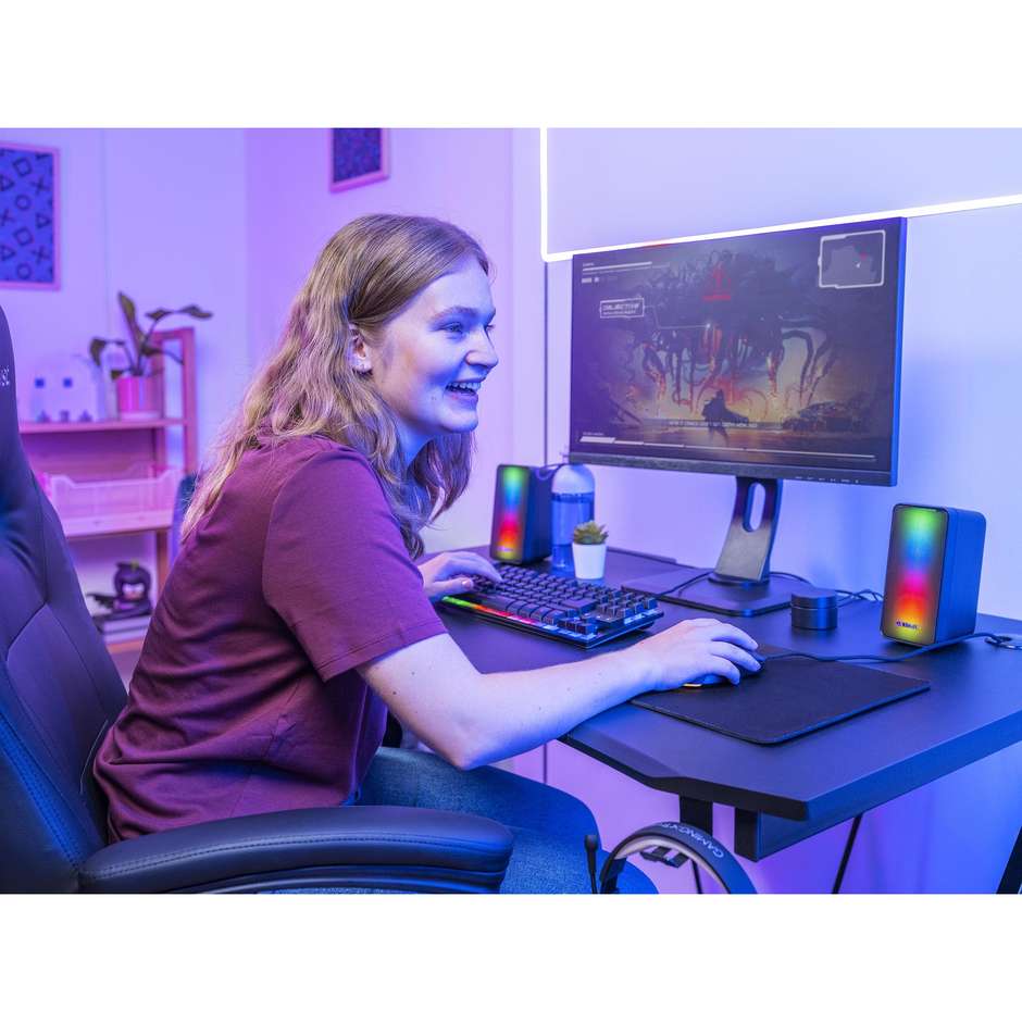 Trust GXT 611 Wezz Set Altoparlanti Gaming Stereo 2.0 con Illuminazione LED RGB Alimentazione USB - Nero