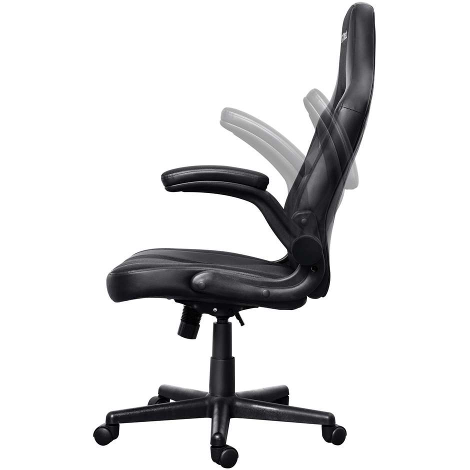 Trust GXT 703 RIYE Sedia da Gaming Ergonomica con Braccioli Ribaltabili Tessuto Traspirante Colore Nero 25128