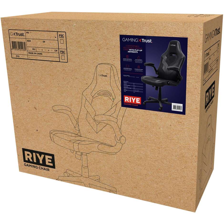 Trust GXT 703 Riye sedia gaming nera, portata 140 kg