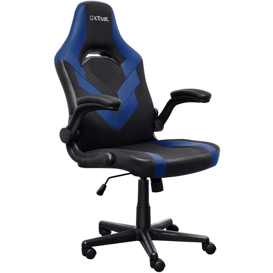 Trust GXT 703B RIYE Sedia da Gaming Ergonomica con Braccioli Ribaltabili Tessuto Traspirante Nero e Blu 25129