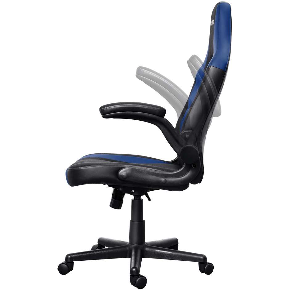 Trust GXT 703B RIYE Sedia da Gaming Ergonomica con Braccioli Ribaltabili Tessuto Traspirante Nero e Blu 25129