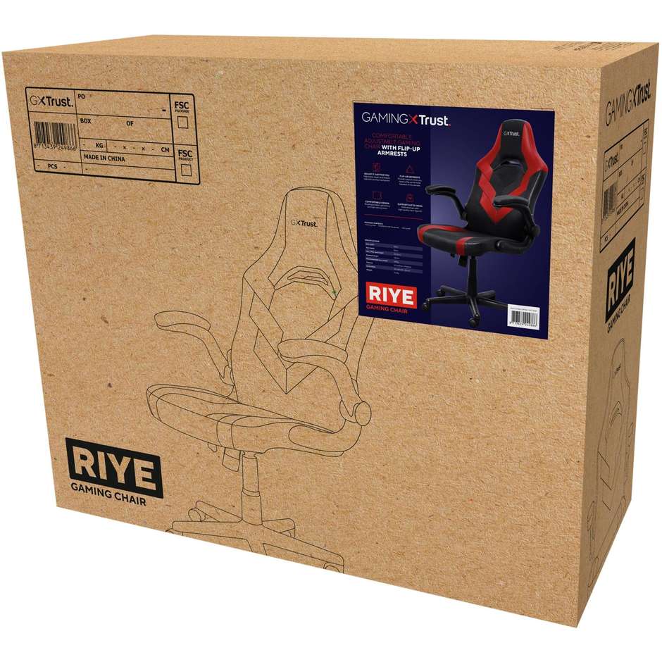 Trust GXT 703R Riye sedia gaming nera e rossa, portata 140 kg