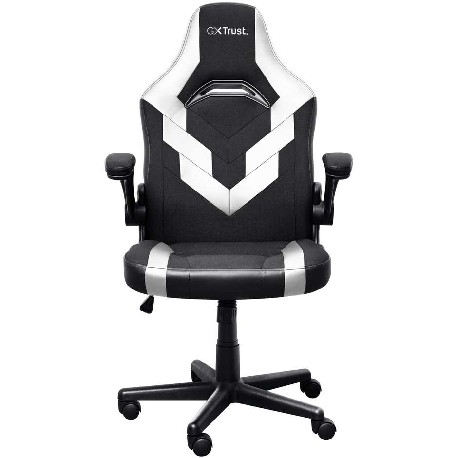 Trust GXT 703W RIYE Sedia da Gaming Ergonomica con Braccioli Ribaltabili Pistone Classe 4 Nero e Bianco 25130