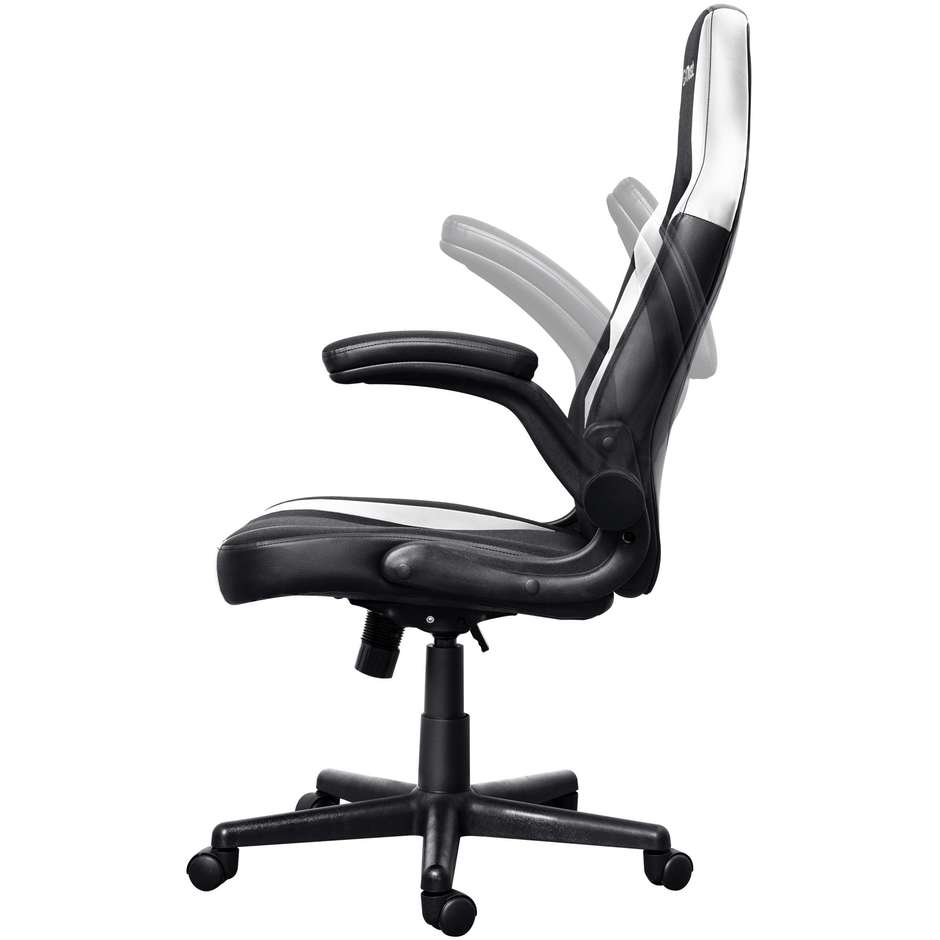 Trust GXT 703W RIYE Sedia da Gaming Ergonomica con Braccioli Ribaltabili Pistone Classe 4 Nero e Bianco 25130