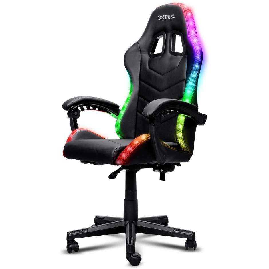Trust GXT 704 Roniq RGB sedia gaming nera, altezza regolabile e schienale inclinabile