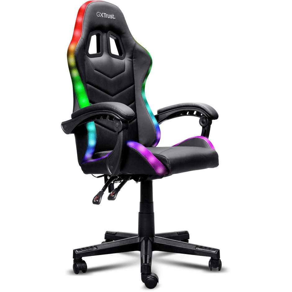 Trust GXT 704 Roniq RGB sedia gaming nera, altezza regolabile e schienale inclinabile