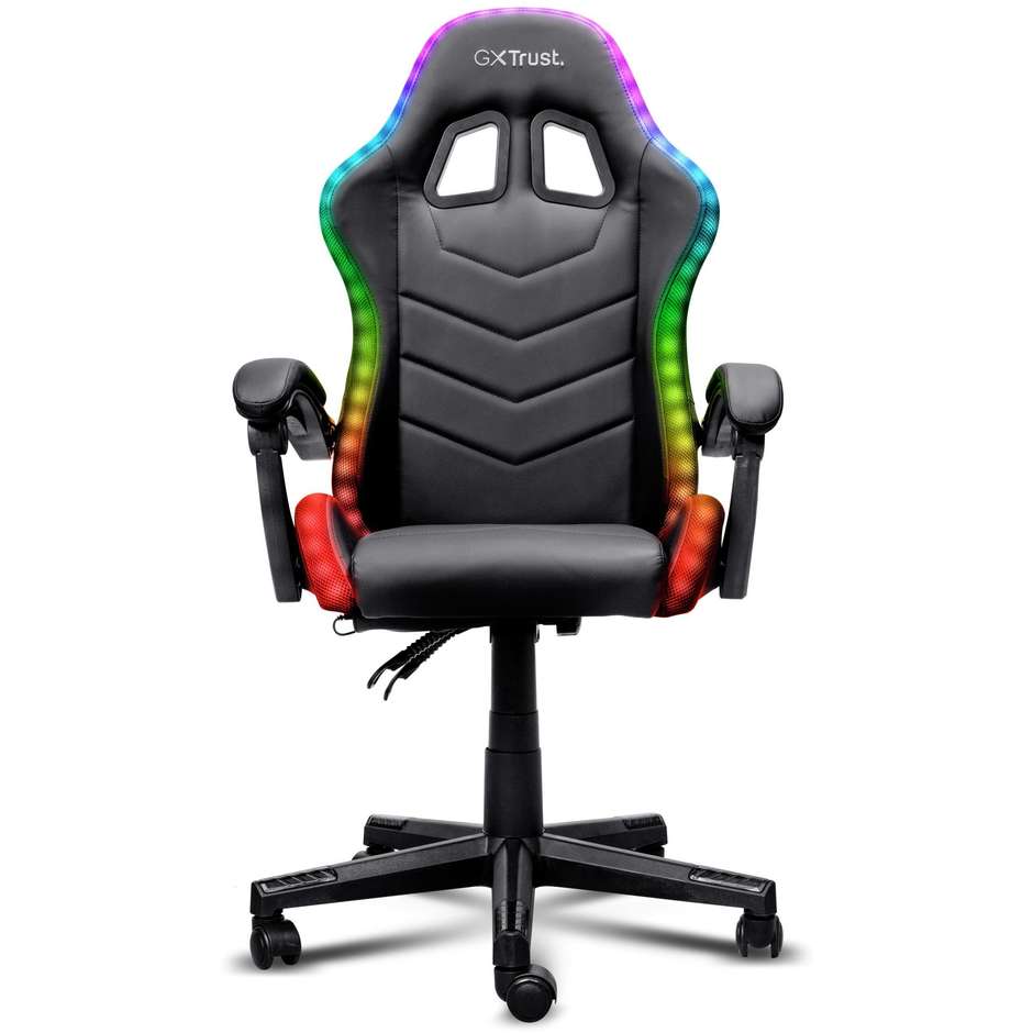 Trust GXT 704 Roniq RGB sedia gaming nera, altezza regolabile e schienale inclinabile