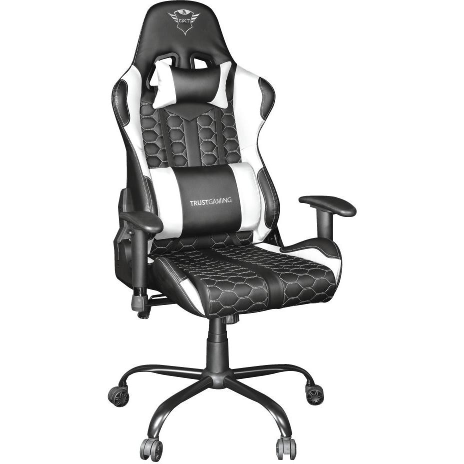 Trust GXT 708W Resto Sedia da Gaming Ergonomica Reclinabile a 180° Telaio in Metallo e Cuscini Nero e Bianco 24434
