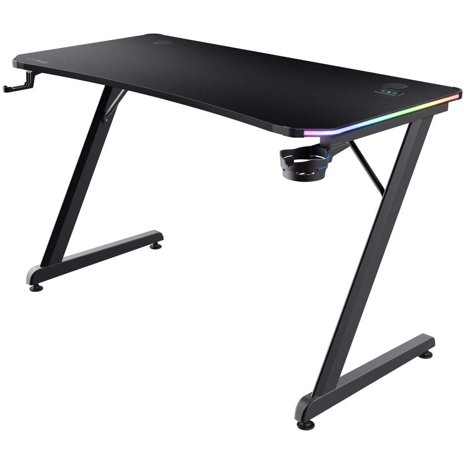 Trust GXT 709 LUMINUS scrivania gaming nera con LED multicolore, 1200 × 600 mm