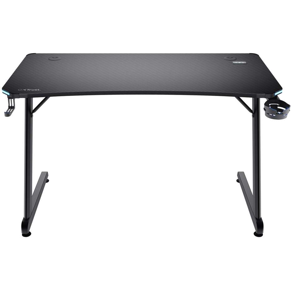 Trust GXT 709 LUMINUS scrivania gaming nera con LED multicolore, 1200 × 600 mm