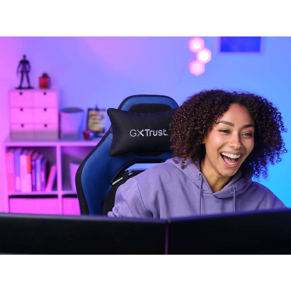 Trust GXT 714 RUYA Sedia da Gaming Ergonomica con Schienale Regolabile Cuscini e Telaio FSC Nero e Blu 25131
