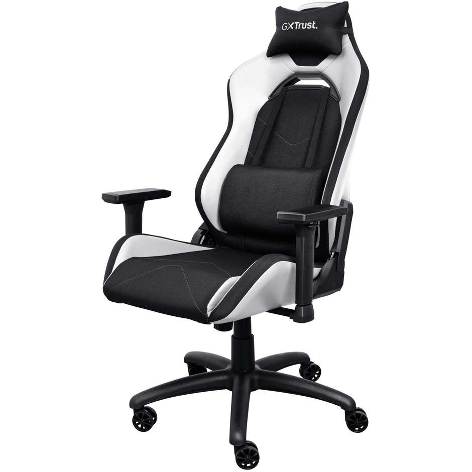 Trust GXT 714 RUYA Sedia da Gaming Ergonomica Schienale Reclinabile e Cuscini Ergonomici Nero e Bianco 25065