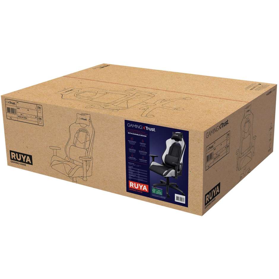 Trust GXT 714 Ruya sedia gaming nera e bianca, portata 150 kg