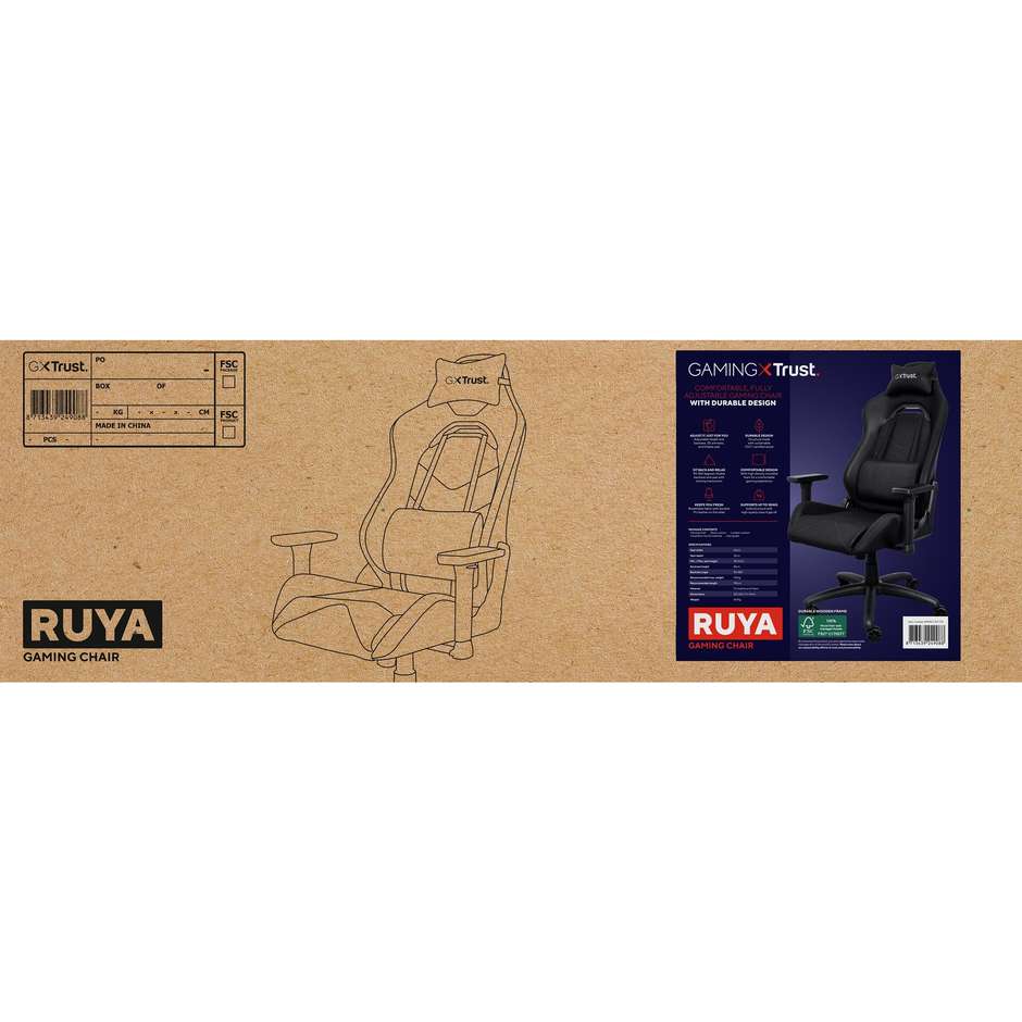 Trust GXT 714 Ruya sedia gaming nera, portata 150 kg
