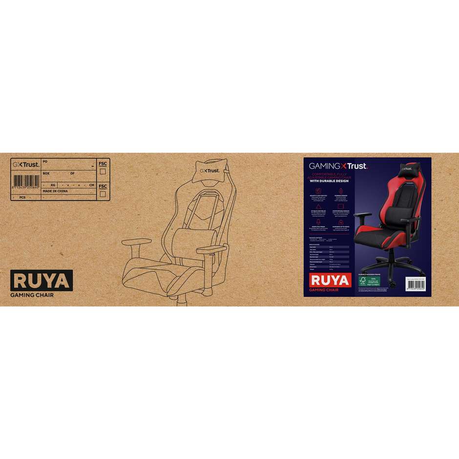 Trust GXT 714 RUYA Sedia per Gaming universale Colore Nero, Rosso