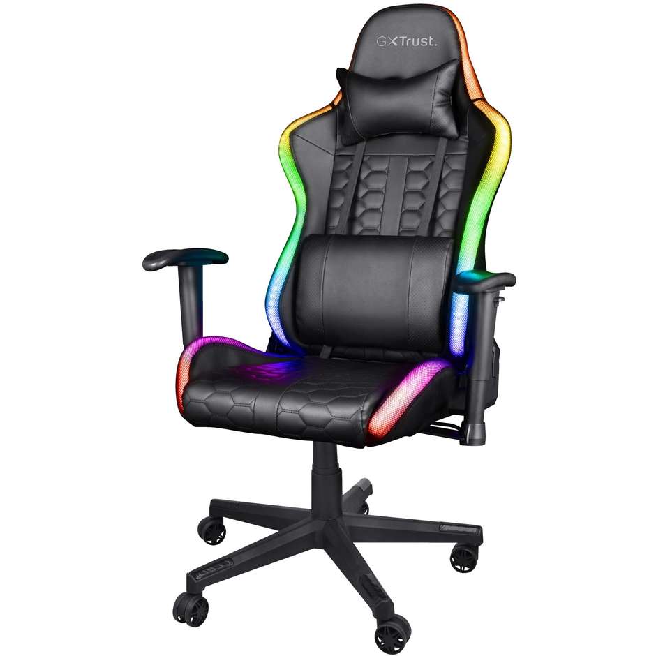 Trust GXT 716 Rizza Sedia da Gaming con Illuminazione LED RGB Oltre 350 Modalità Telecomando e Tasca Powerbank 25376