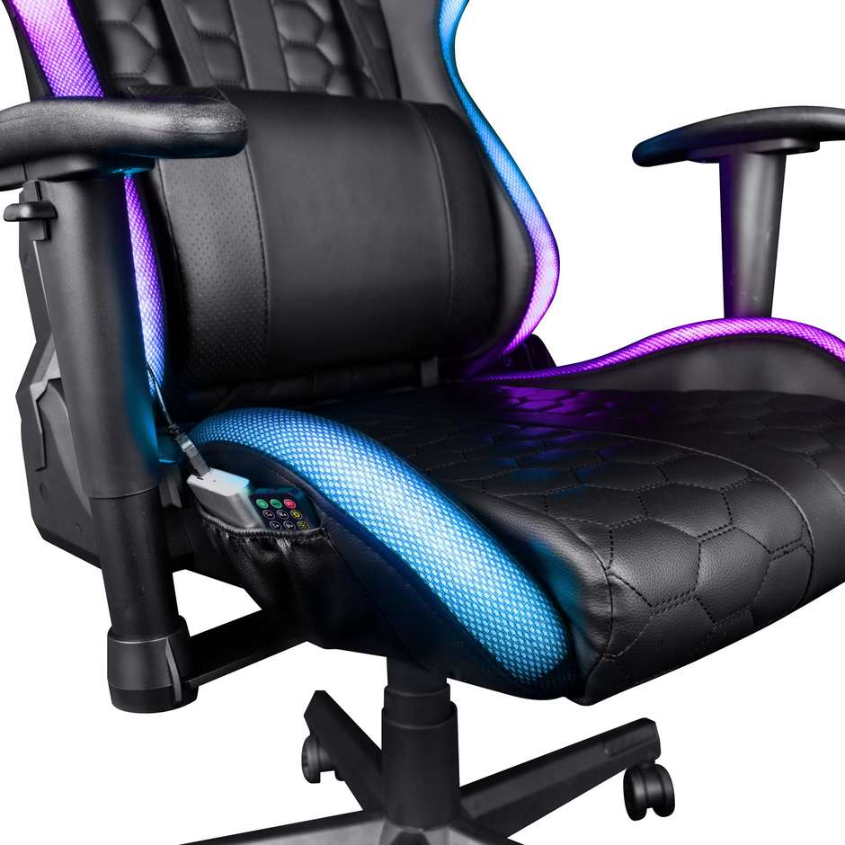 Trust GXT 716 Rizza Sedia da Gaming con Illuminazione LED RGB Oltre 350 Modalità Telecomando e Tasca Powerbank 25376