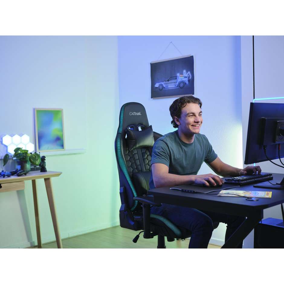 Trust GXT 716 Rizza Sedia da Gaming con Illuminazione LED RGB Oltre 350 Modalità Telecomando e Tasca Powerbank 25376