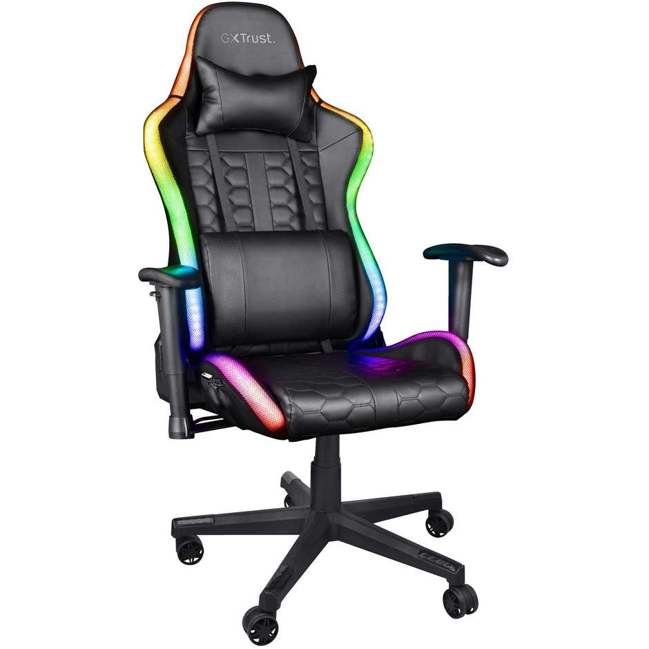 Trust GXT 716 Rizza sedia gaming nera con luci RGB, portata 150 kg