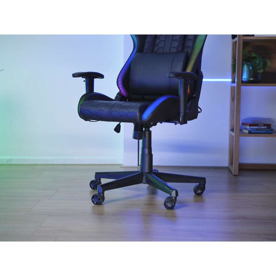Trust GXT 716 Rizza sedia gaming nera con luci RGB, portata 150 kg