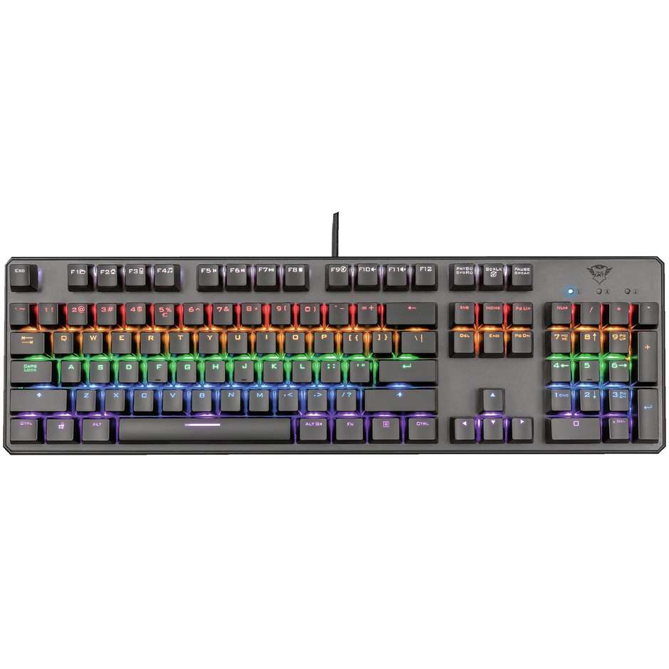 Trust GXT 865 Tastiera meccanica da gioco LED Multicolore USB colore Nero 22630