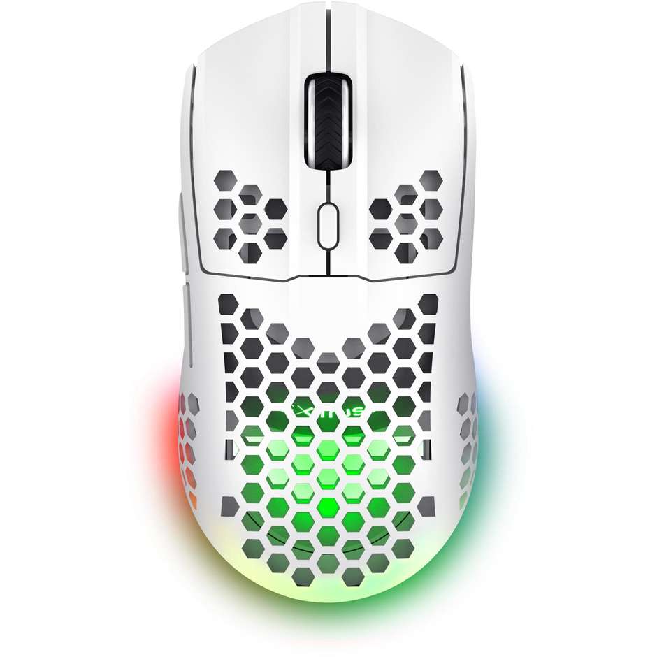 Trust GXT 929 Helox Mouse Gaming Wireless Ultraleggero a Nido d'Ape 4800 DPI RGB Bianco