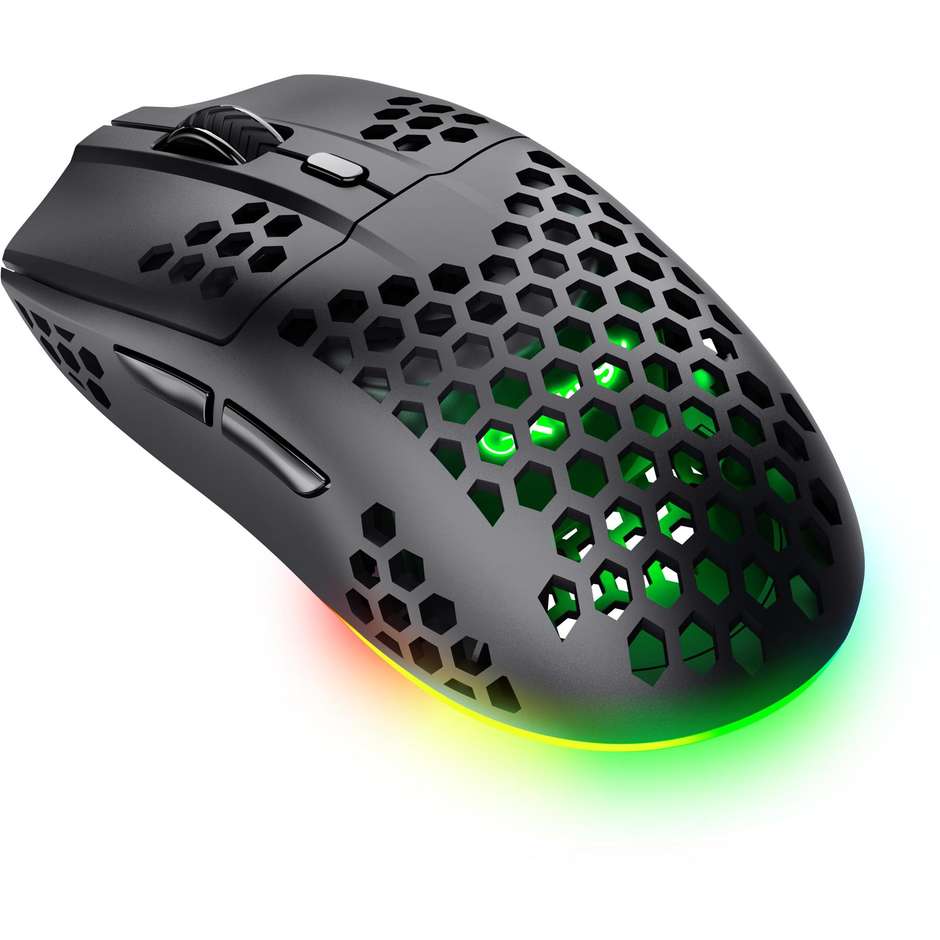 Trust GXT 929 Helox Mouse Gaming Wireless Ultraleggero a Nido d'Ape con Illuminazione RGB Sensore fino a 4800 DPI - Nero (25307)