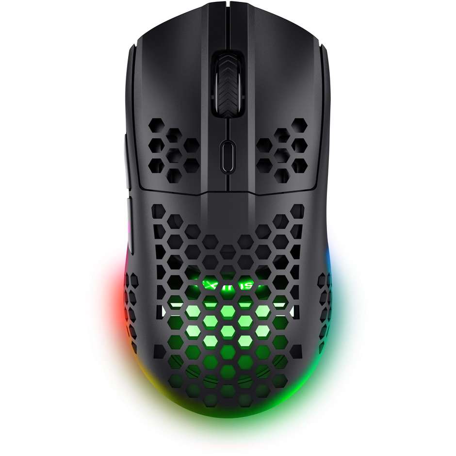 Trust GXT 929 Helox Mouse Gaming Wireless Ultraleggero a Nido d'Ape con Illuminazione RGB Sensore fino a 4800 DPI - Nero (25307)