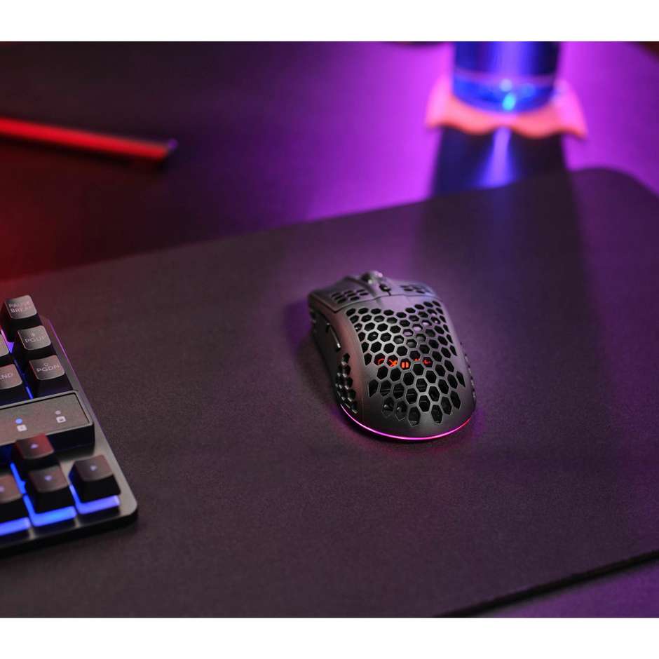 Trust GXT 929 Helox Mouse Gaming Wireless Ultraleggero a Nido d'Ape con Illuminazione RGB Sensore fino a 4800 DPI - Nero (25307)