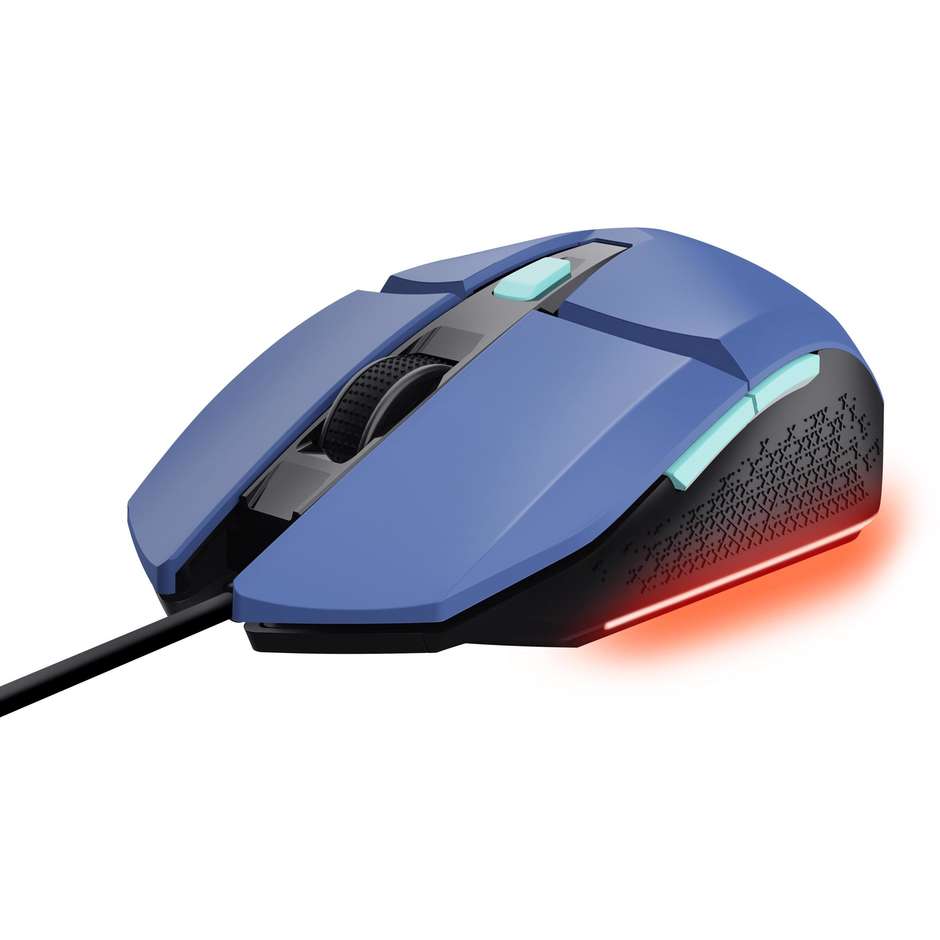 Trust GXT109B FELOX mouse Gaming Ambidestro USB tipo A Colore Blu