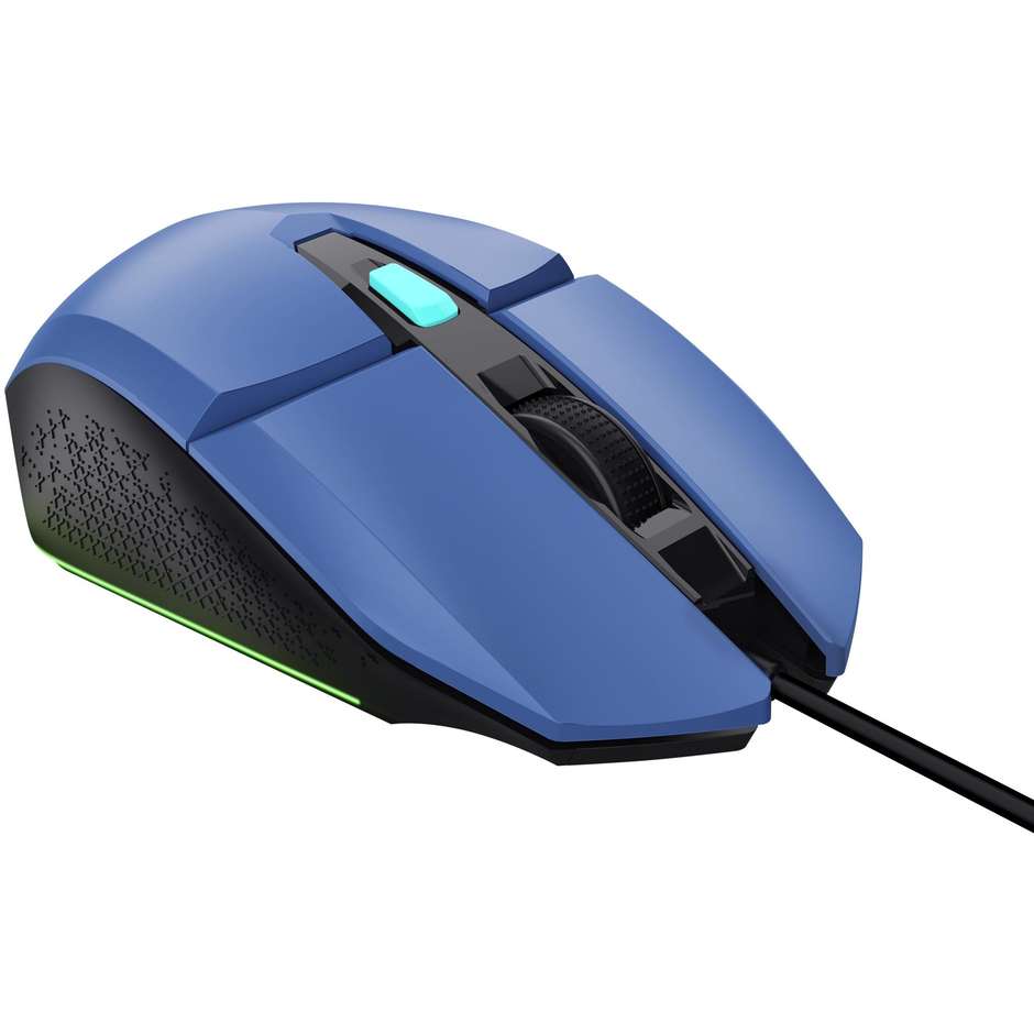 Trust GXT109B FELOX mouse Gaming Ambidestro USB tipo A Colore Blu